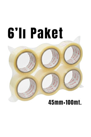 FT-2011 Hotmelt Şeffaf Koli Bandı 6'lı Paket (45mm×100m)