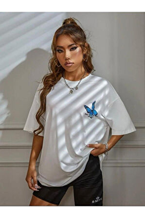 Kadın Kelebek Baskılı T-shirt