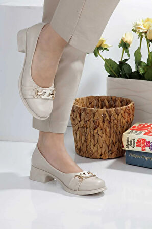 Taş Detaylı Toka Kadın Topuklu Babet