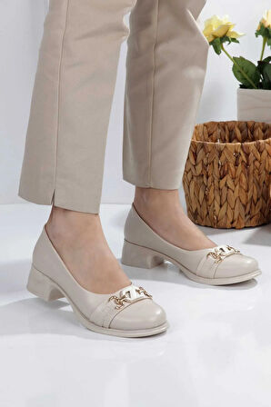 Taş Detaylı Toka Kadın Topuklu Babet