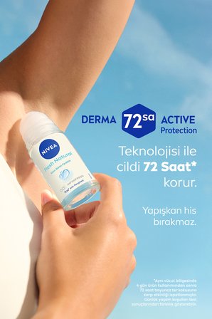 Kadın Roll-on Deodorant Fresh Natural 25ml, 72 Saat Anti-perspirant Koruma, Seyahat Boyu, Alkolsüz