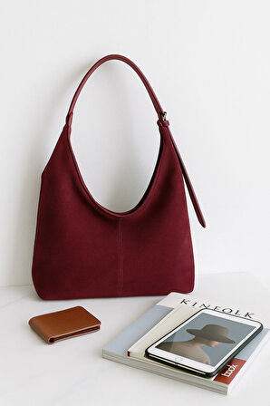 Lüks Süet Dokulu Geniş Omuz Çantası