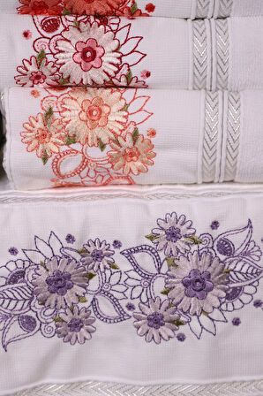 Özdilek Açelya 6'lı Pamuklu Su Emiciliği Yüksek 50 x 85 Çantalı El Yüz Havlusu M-2