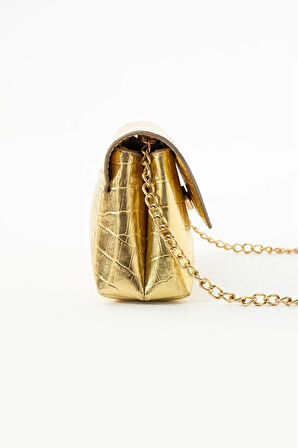 Parlak timsah deri baskılı özel tasarım çapraz zincir askılı çanta