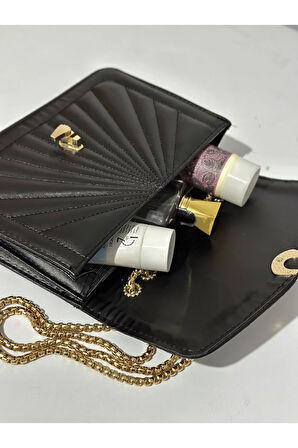 Tavuz nakış işlemeli 2 gözlü çapraz kilitli çanta