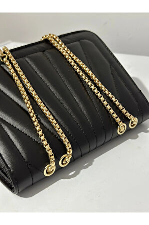 Tavuz nakış işlemeli 2 gözlü çapraz kilitli çanta