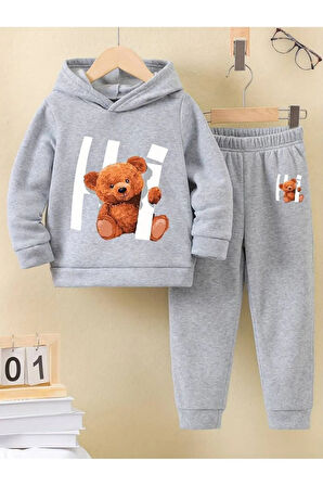 HI BASKILI UNISEX PAMUKLU ÇOCUK EŞOFMAN TAKIMI