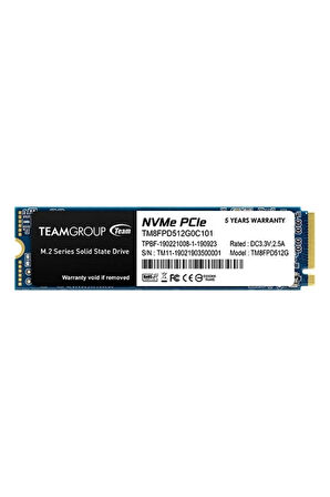 Team MP33 Pro 512B 2400MB/s - 2000MB/s Gen3x4 PCI-e NVMe M.2 2280 TM8FPD512G0C101