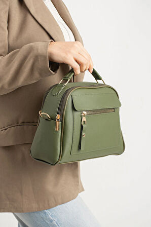 Orijinal Kadın Çapraz Ve Elde Ayarlanabilir Askılı Deri Dokulu Üç Gözlü Büyük Omuz Ve El Çantası