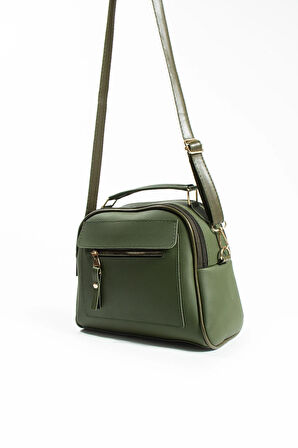 Orijinal Kadın Çapraz Ve Elde Ayarlanabilir Askılı Deri Dokulu Üç Gözlü Büyük Omuz Ve El Çantası