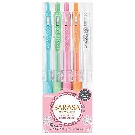 Zebra Sarasa Clip Jel Roller Kalem 5'Li Milk Color Set 0.5Mm