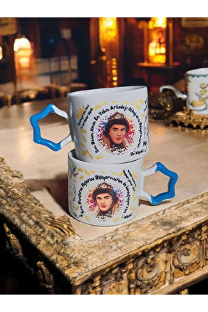 Kişiselleştirilebilir Ikili Prens Dizisi Karekod Baskılı El Yapımı Doğal Seramik Kupa Mug Fincan