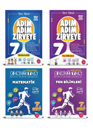 7.sınıf Matematik, Fen Bilimleri Adım Adım Soru Bankası Kondisyon Deneme Seti Hediyeli