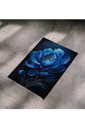 Çerçevesiz Poster, Dijital Baskı, Mavi Şakayık Çiçeği , Ofis Salon Oturma Odası Dekorasyon , Poster