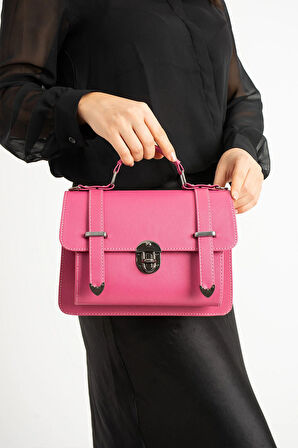 Vegan Deri Ayarlanabilir Uzun Askılı Kilitli Kadın Çantası Omuz Çantası