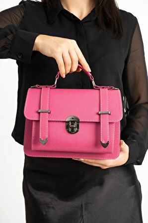 Vegan Deri Ayarlanabilir Uzun Askılı Kilitli Kadın Çantası Omuz Çantası