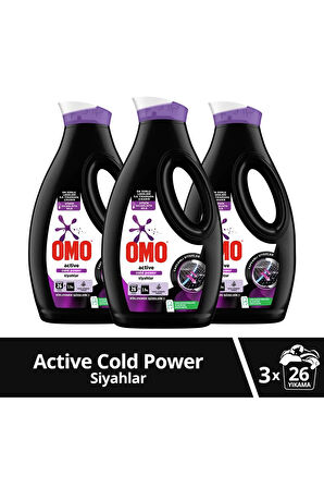 Omo Active Cold Power Siyahlar Için Sıvı Çamaşır Deterjanı 2470 ml X3