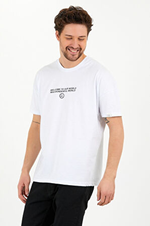 Oversize One Baskılı Siyah Tshirt