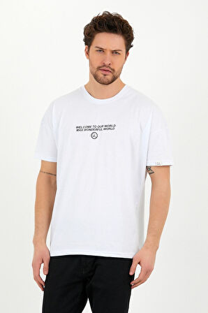 Oversize One Baskılı Siyah Tshirt