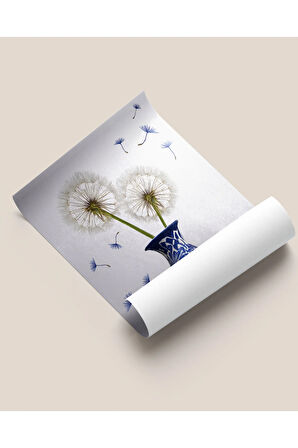 Çerçevesiz Poster Çini Vazoda Karahindiba Çiçeği