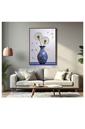 Çerçevesiz Poster Çini Vazoda Karahindiba Çiçeği