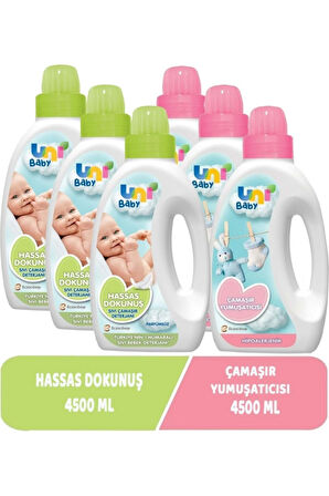 UNİ BABY ÇAMAŞIR YUMUŞATICISI 1500ML 3 ADET HASSAS DETERJAN 3 ADET TOPLAM 6 ADET 