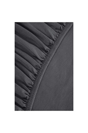 Penye Tek Kişilik Lastikli Çarşaf Koyu Gri 120 X 200