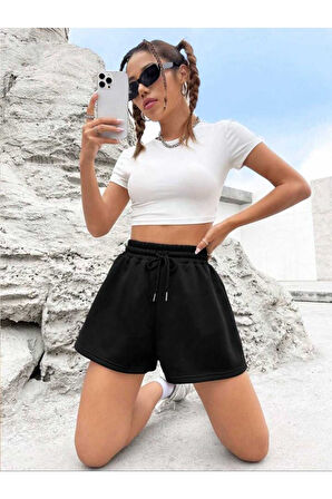 Gri Kadın Penye Şort