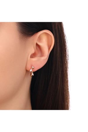 Altın Taşlı Halka Küpe - 14K