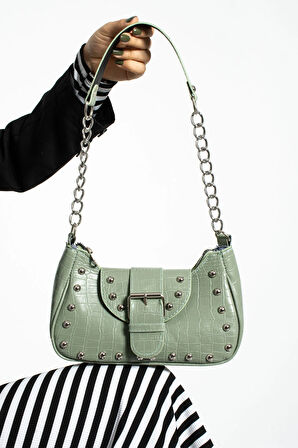 Bony ma zımbalı timsah desenli kol çantası