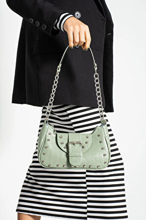 Bony ma zımbalı timsah desenli kol çantası