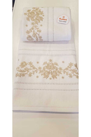 Özdilek Seda Çeyizlik Nakışlı Havlu(gold Desenli- 2'li)