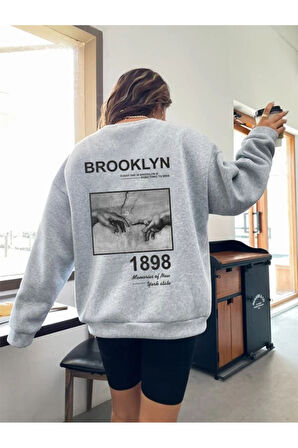 LUNAVISITA Sweatshirt Baskılı Bisiklet Yaka