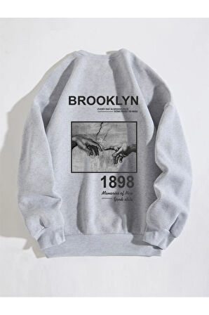 LUNAVISITA Sweatshirt Baskılı Bisiklet Yaka