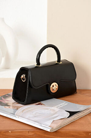 Lüks Mini Özel Tasarım Kilit Detaylı Çapraz Askılı Omuz Çantası