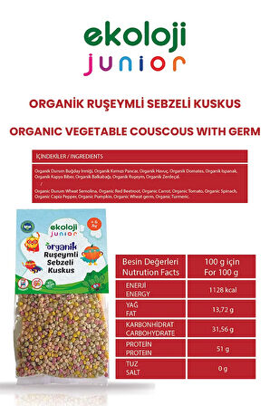 Organik Ruşeymli Sebzeli Kuskus 250gr3Paket Couscous with Organic Wheat Germ Vegetables 250gr3pack