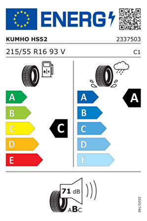 Kumho 215/55 R16 93V  Ecsta HS52 Oto Yaz Lastiği (Üretim Yılı:2024)
