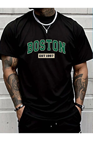 Erkek Boston Baskılı Süprem T-shirt