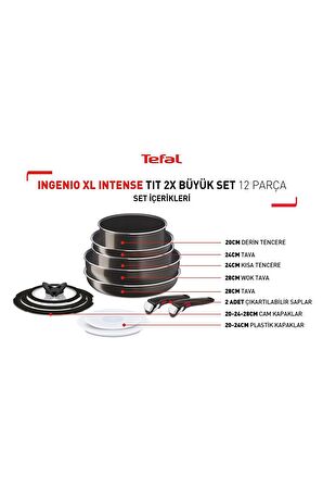 Tefal L15096 İngenio 2X XL Intense 12 Parça Tencere Tava Seti