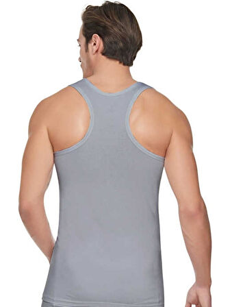 Tutku 0118 (S-1 BEDEN) (6 AD) Ribana Sporcu Rambo Spor Erkek Pamuklu Atlet GRİ