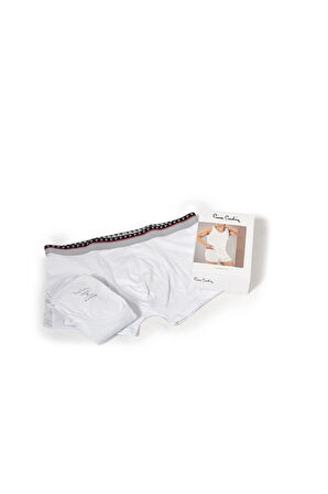 %95 Pamuk %5 Likralı Beyaz Atlet Boxer Takım