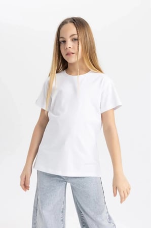 3'lü pamuklu ve likralı kız erkek çocuğu unisex t-shirt 5-15 yaş