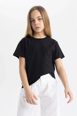 3'lü pamuklu ve likralı kız erkek çocuğu unisex t-shirt 5-15 yaş