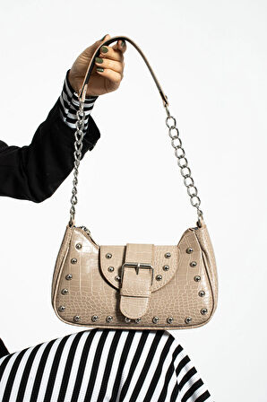 Bony ma zımbalı timsah desenli kol çantası