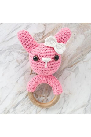 Ahşap Amigurumi Diş Kaşıyıcı Halka 70 Mm 10 Adet