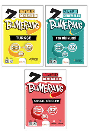 7. Sınıf Bumerang Türkçe + Fen Bilimleri + Sosyal 32 Haftalık Deneme Seti