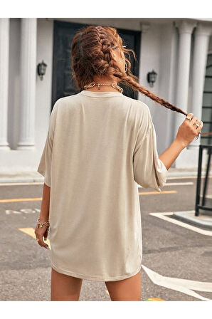 Unisex Siyah Bisiklet Yaka Pamuk Oversize Boyfriend T-shirt