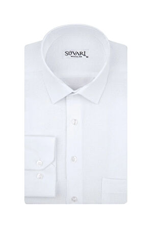 Gm2025000187 Klasik Yaka Regular Fit Armürlü Beyaz Erkek Gömlek