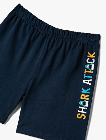 Erkek Bebek Şort Beli Lastikli Baskı Detaylı Pamuklu