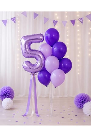 1-9 Yaş Doğum Günü Balon Seti 32 İnç Folyo Rakam Balon ve 7'li Balon Standı